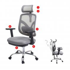 Bürostuhl HWC-J92, Schreibtischstuhl, ergonomisch, verstellbare Lordosenstütze und Armlehne ~ grau