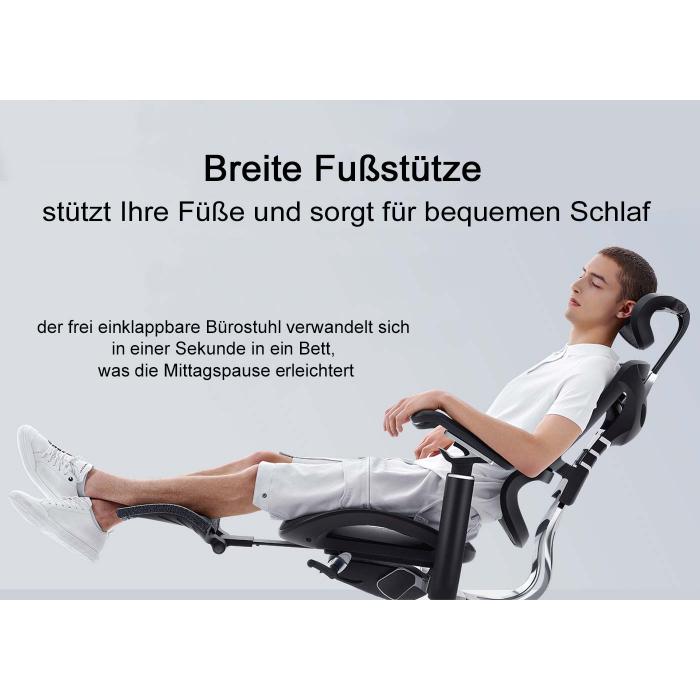 SIHOO Brostuhl, Schreibtischstuhl Drehstuhl, ergonomisch, Lordosensttze Fusttze 3D-verstellbare Armlehnen schwarz