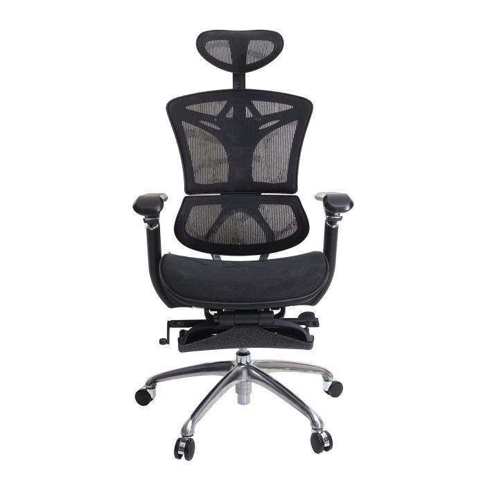 Bürostuhl HWC-J93, Schreibtischstuhl, ergonomisch, Fußstütze verstellbare Lordosenstütze ~ schwarz