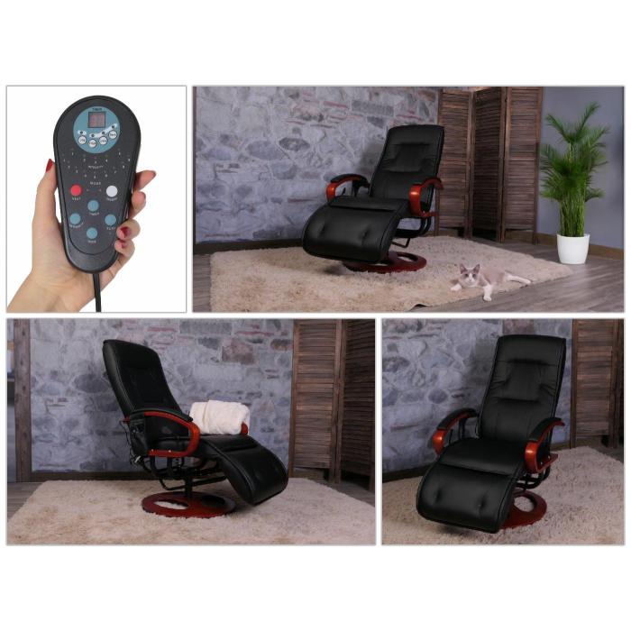 Defekte Ware (Elektonik defekt SK5) | Relaxliege ARLES II, Relaxsessel Massagesessel, MIT Massage ~ Leder, schwarz