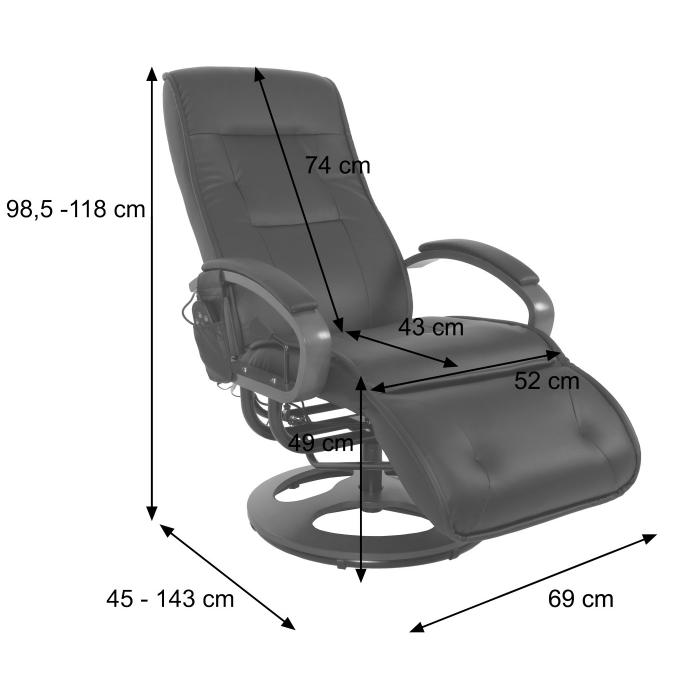 Defekte Ware (Elektonik defekt SK5) | Relaxliege ARLES II, Relaxsessel Massagesessel, MIT Massage ~ Leder, schwarz