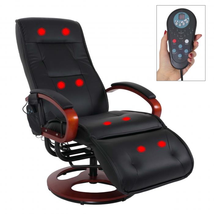 Defekte Ware (Elektonik defekt SK5) | Relaxliege ARLES II, Relaxsessel Massagesessel, MIT Massage ~ Leder, schwarz