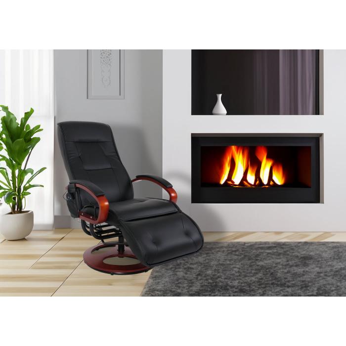 Defekte Ware (Elektonik defekt SK5) | Relaxliege ARLES II, Relaxsessel Massagesessel, MIT Massage ~ Leder, schwarz