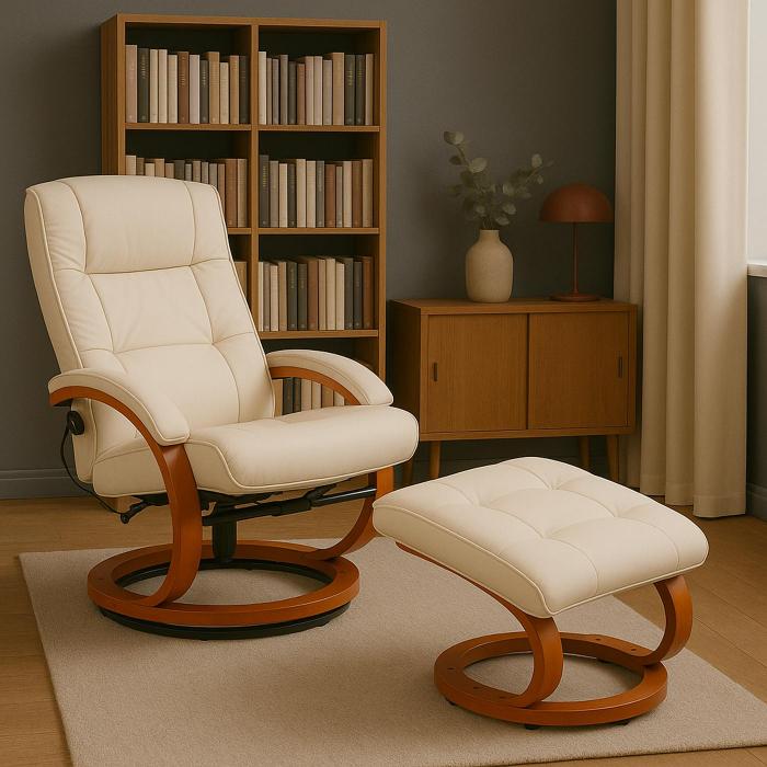 Massage-Fernsehsessel Pescatori II, Relaxsessel Massagesessel, Massagefunktion ~ wei-creme