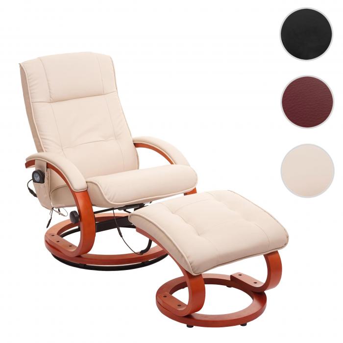 Massage-Fernsehsessel Pescatori II, Relaxsessel Massagesessel, Massagefunktion ~ wei-creme