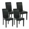 4er-Set Esszimmerstuhl HWC-J99, Küchenstuhl Stuhl Polsterstuhl, Holz Kunstleder ~ schwarz, schwarze Beine