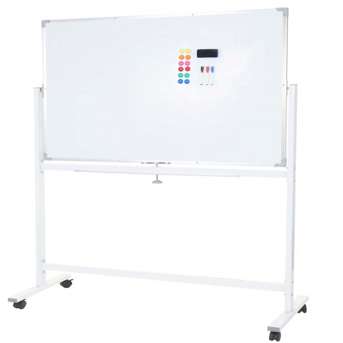 Whiteboard HWC-C85, Magnettafel Memoboard Pinnwand, mobil rollbar inkl. Zubehr ~ 180x100cm