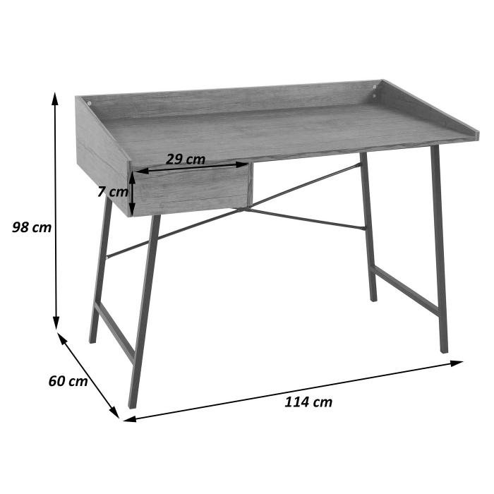 Schreibtisch HWC-J97, Brotisch Computertisch, Schublade 3D-Struktur 98x114x60cm MVG-zertifiziert ~ Eiche-Optik