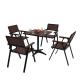 4er-Set Gartenstuhl+Gartentisch HWC-J95, Stuhl Tisch, Gastro Outdoor-Beschichtung, Alu Holzoptik ~ schwarz, dunkelbraun
