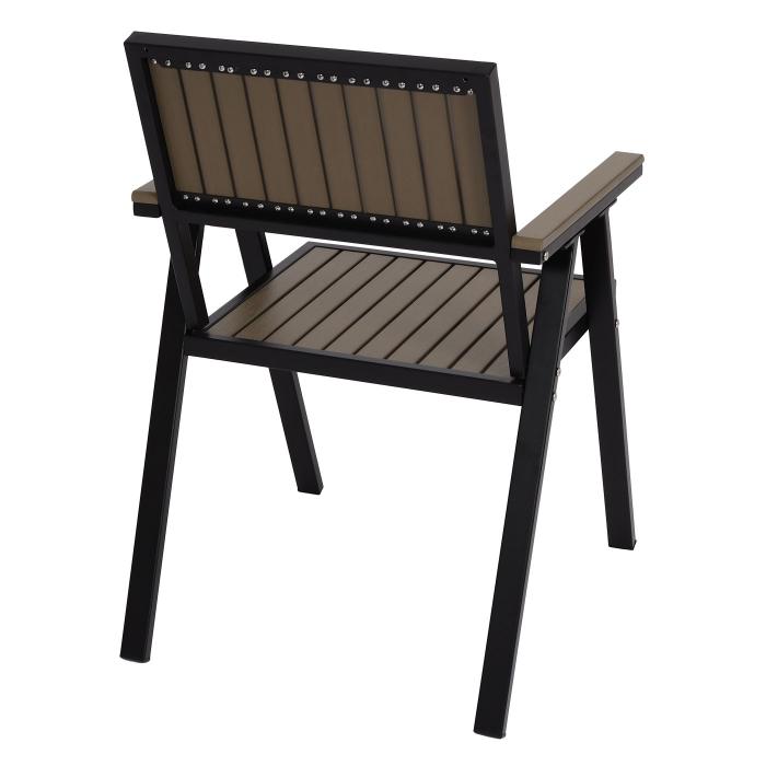 2er-Set Gartenstuhl+Gartentisch HWC-J95, Stuhl Tisch, Gastro Outdoor-Beschichtung, Alu Holzoptik ~ schwarz, grau