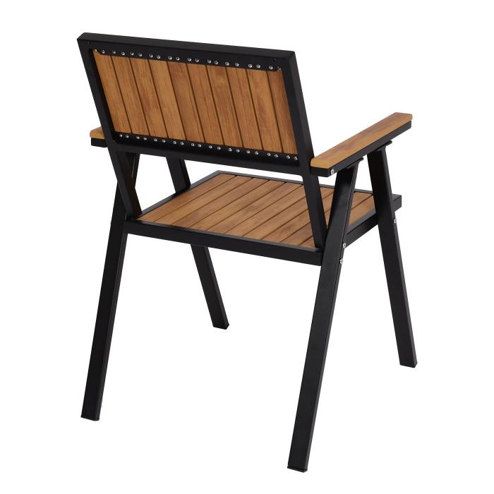 4er-Set Gartenstuhl+Gartentisch HWC-J95, Stuhl Tisch, Gastro Outdoor-Beschichtung, Alu Holzoptik ~ schwarz, teak