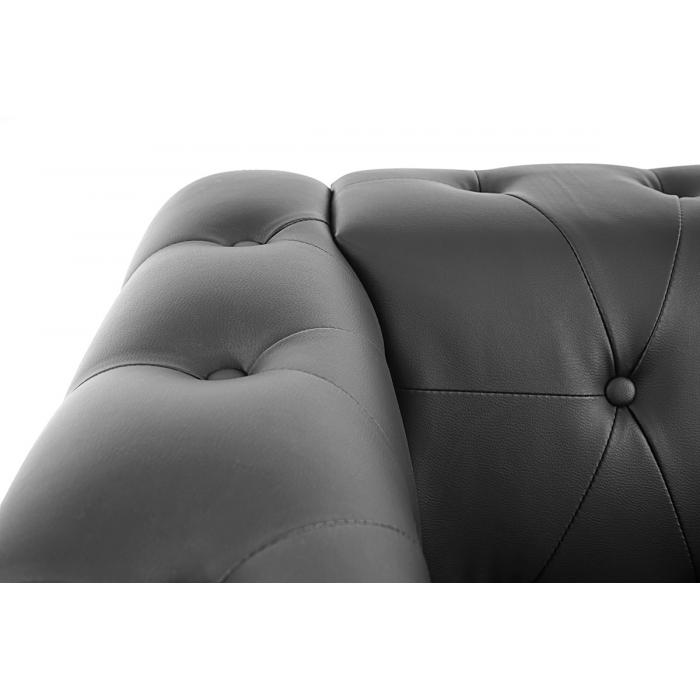 Luxus 3er Sofa Loungesofa Couch Chesterfield Kunstleder 195cm ~ eckige Füße,  schwarz von Heute-Wohnen