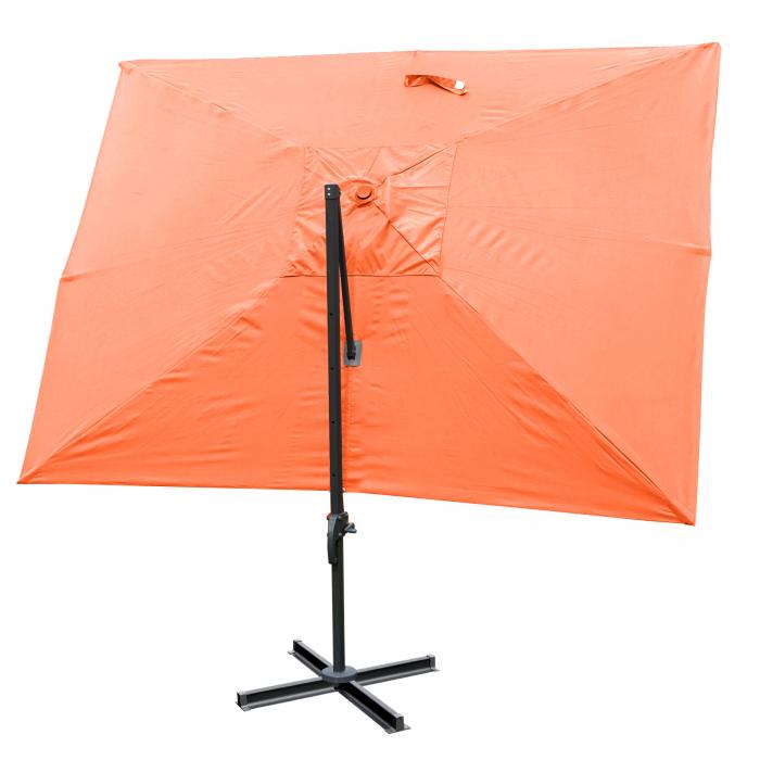 Gastronomie-Ampelschirm HWC-A96, Sonnenschirm, 3x4m (5m) Polyester/Alu 26kg ~ terracotta mit Stnder