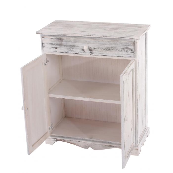 Kommode Schrank, 78x66x33cm, Shabby-Look, Vintage ~ wei