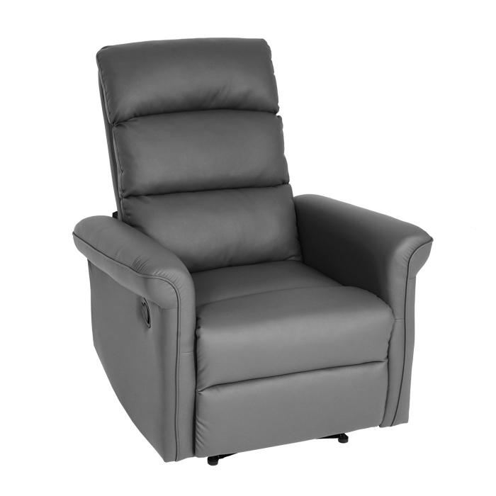Fernsehsessel HWC-J96, Relaxsessel Sessel Liegesessel, Liegefunktion verstellbar Kunstleder ~ grau