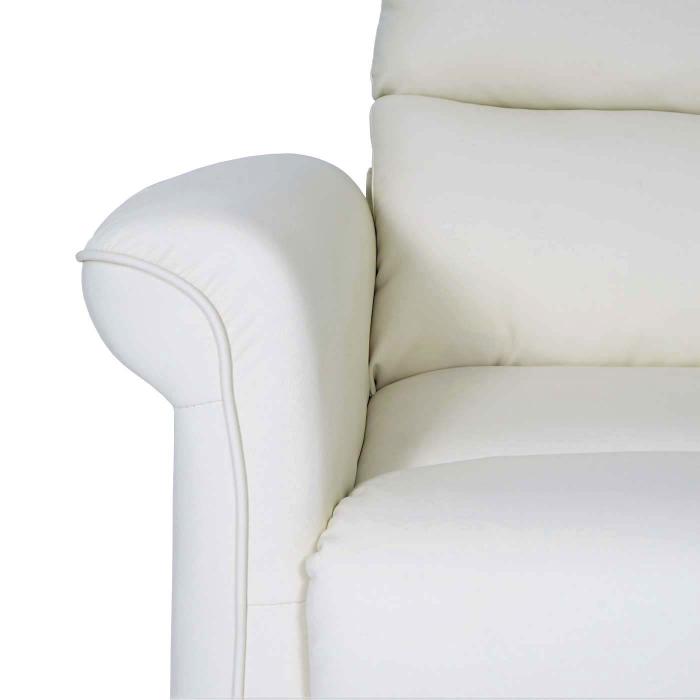 Fernsehsessel HWC-J96, Relaxsessel Sessel Liegesessel, Liegefunktion verstellbar Kunstleder ~ creme-wei
