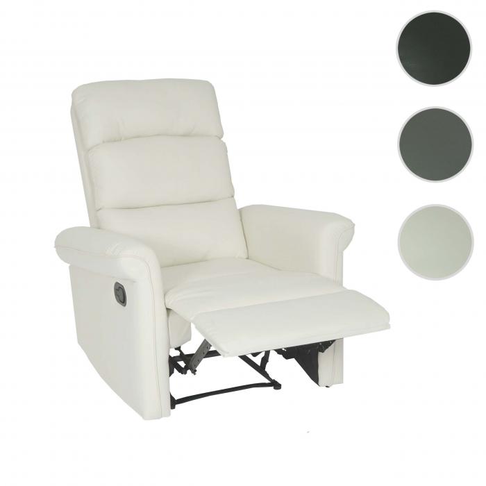 Fernsehsessel HWC-J96, Relaxsessel Sessel Liegesessel, Liegefunktion verstellbar Kunstleder ~ creme-wei