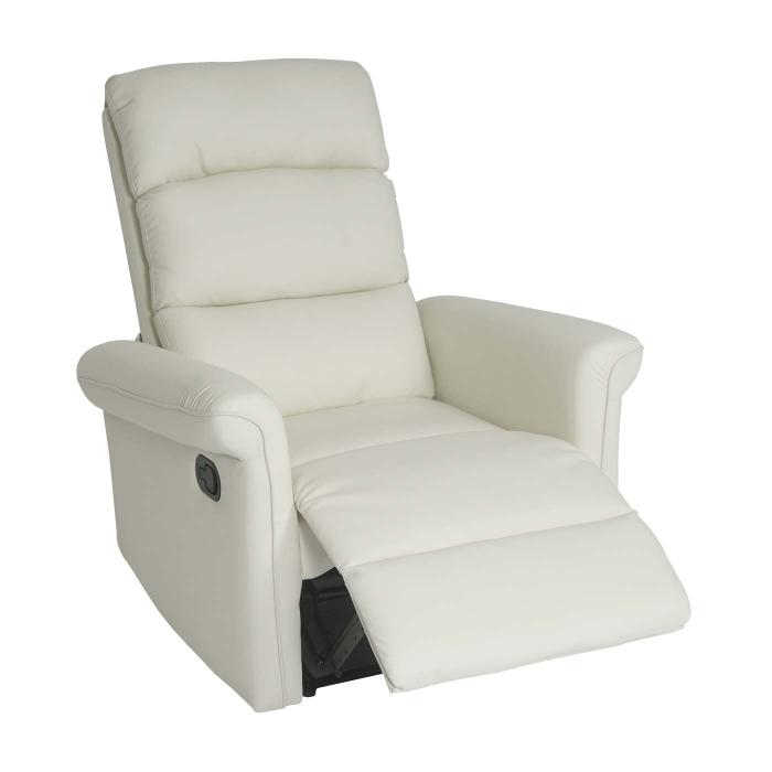 Fernsehsessel HWC-J96, Relaxsessel Sessel Liegesessel, Liegefunktion verstellbar Kunstleder ~ creme-wei