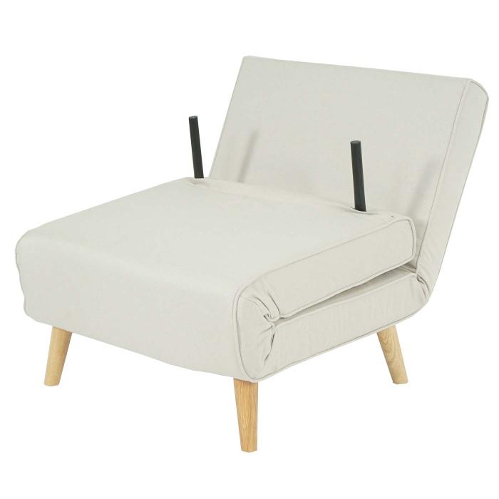 Schlafsessel HWC-D35, Schlafsofa Funktionssessel Klappsessel Relaxsessel Jugendsessel Sessel, Stoff/Textil ~ creme-beige