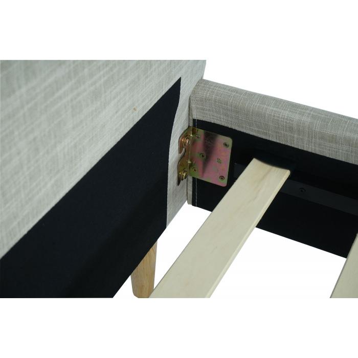 Polsterbett HWC-J98, Bett Doppelbett Bettgestell mit Lattenrost, Massivholz ~ 180x200cm creme-beige