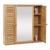 Spiegelschrank HWC-B18, Badspiegelschrank Hängeschrank, 3 Regalböden 3 Türen Bambus Spiegel 60x60x15cm