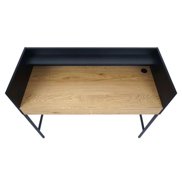 Schreibtisch HWC-J79, Brotisch Computertisch Arbeitstisch, Schublade 120x50cm Holz Metall ~ Eiche-Optik