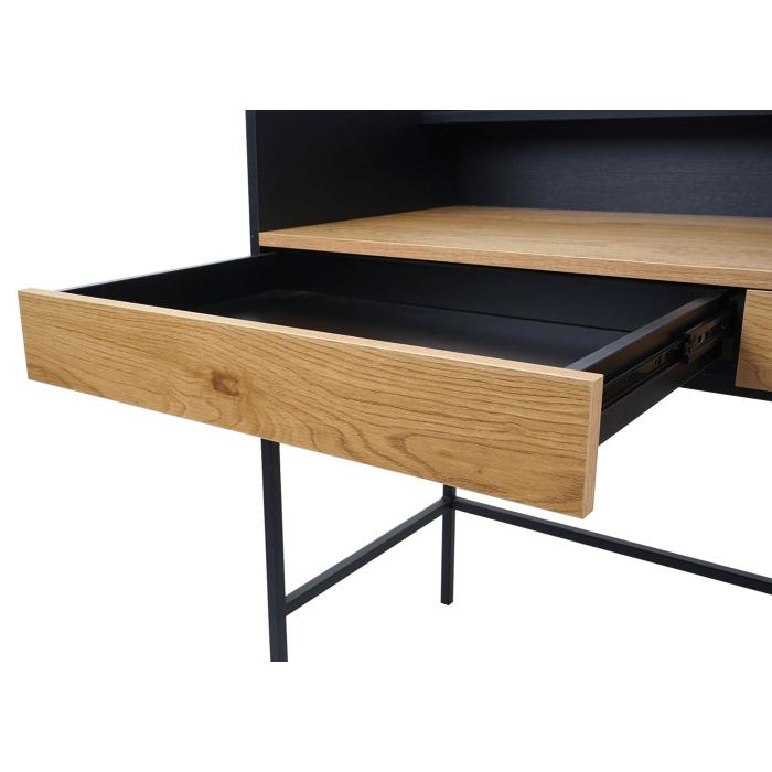 Schreibtisch HWC-J79, Brotisch Computertisch Arbeitstisch, Schublade 120x50cm Holz Metall ~ Eiche-Optik