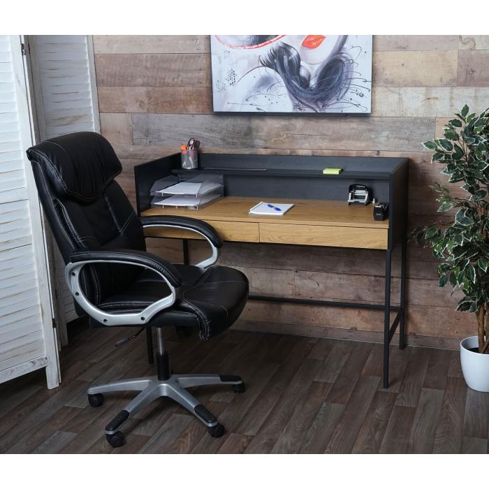 Schreibtisch HWC-J79, Brotisch Computertisch Arbeitstisch, Schublade 120x50cm Holz Metall ~ Eiche-Optik
