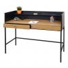Schreibtisch HWC-J79, Bürotisch Computertisch Arbeitstisch, Schublade 120x50cm Holz Metall ~ Eiche-Optik