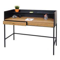 Schreibtisch HWC-J79, Brotisch Computertisch Arbeitstisch, Schublade 120x50cm Holz Metall ~ Eiche-Optik