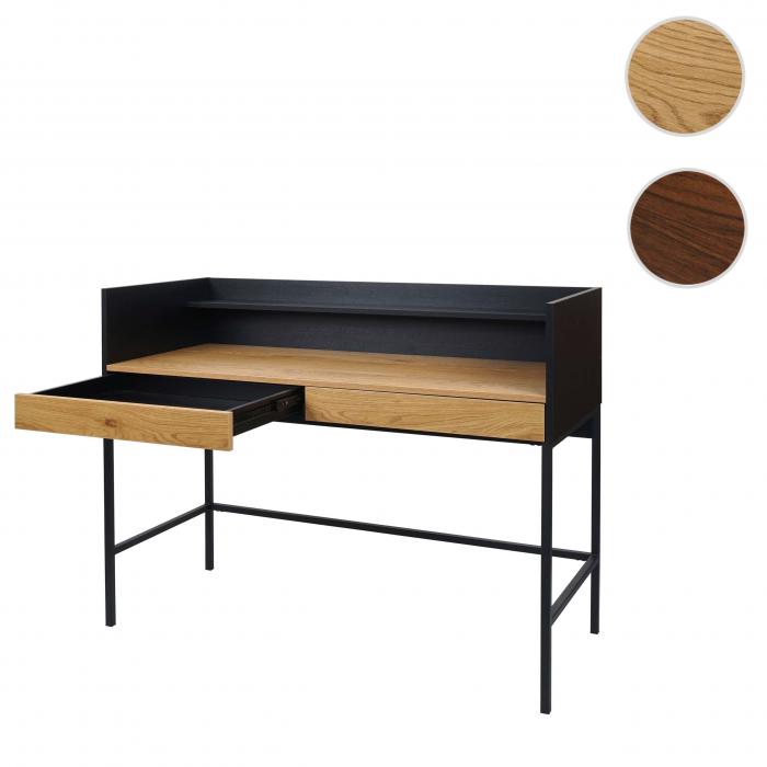 Schreibtisch HWC-J79, Brotisch Computertisch Arbeitstisch, Schublade 120x50cm Holz Metall ~ Eiche-Optik