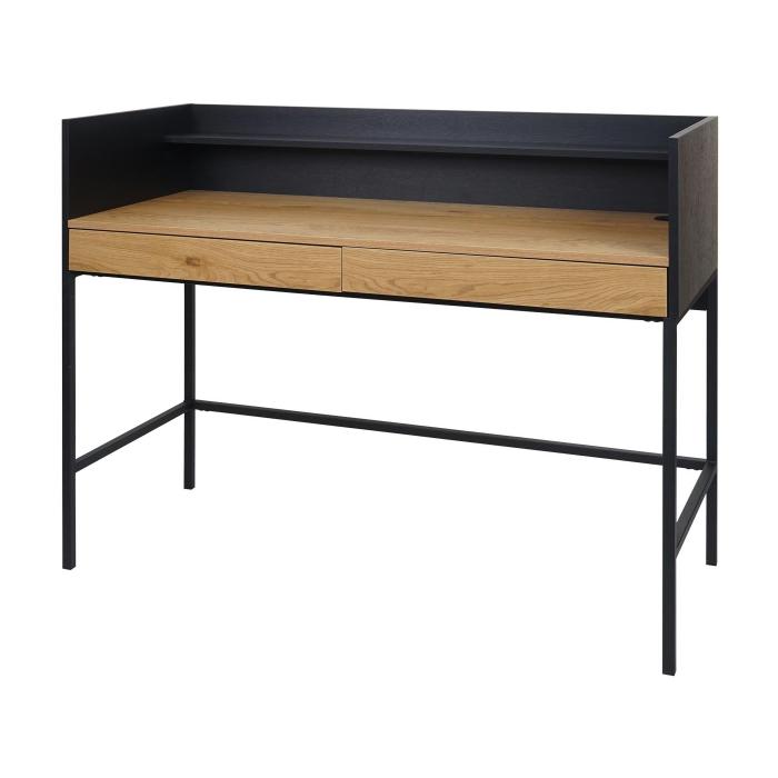 Schreibtisch HWC-J79, Brotisch Computertisch Arbeitstisch, Schublade 120x50cm Holz Metall ~ Eiche-Optik