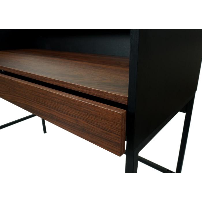 Schreibtisch HWC-J79, Brotisch Computertisch Arbeitstisch, Schublade 120x50cm Holz Metall ~ Walnuss-Optik