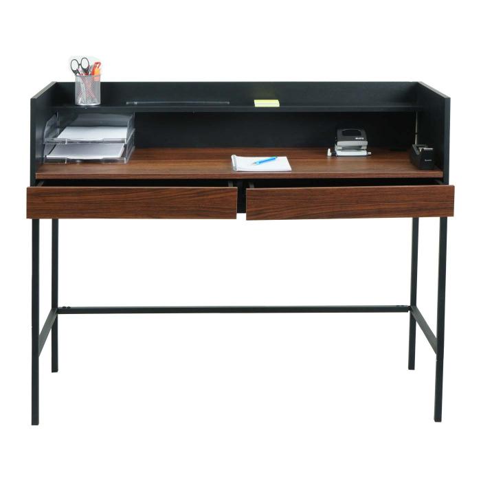 Schreibtisch HWC-J79, Brotisch Computertisch Arbeitstisch, Schublade 120x50cm Holz Metall ~ Walnuss-Optik