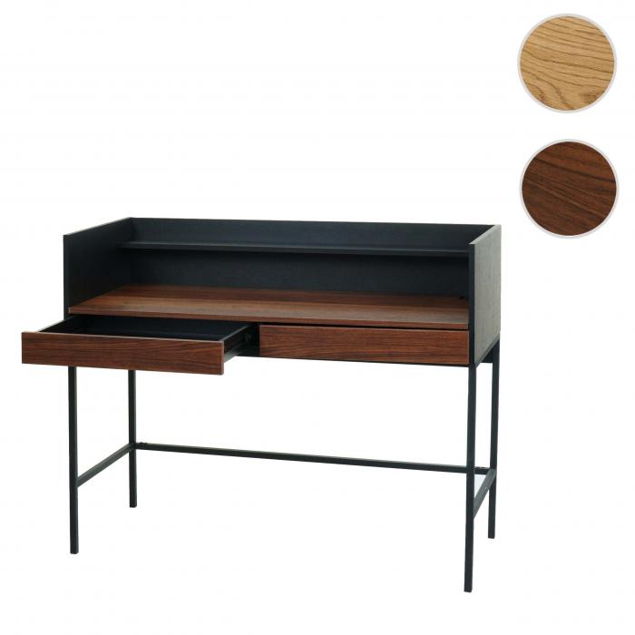 Schreibtisch HWC-J79, Brotisch Computertisch Arbeitstisch, Schublade 120x50cm Holz Metall ~ Walnuss-Optik