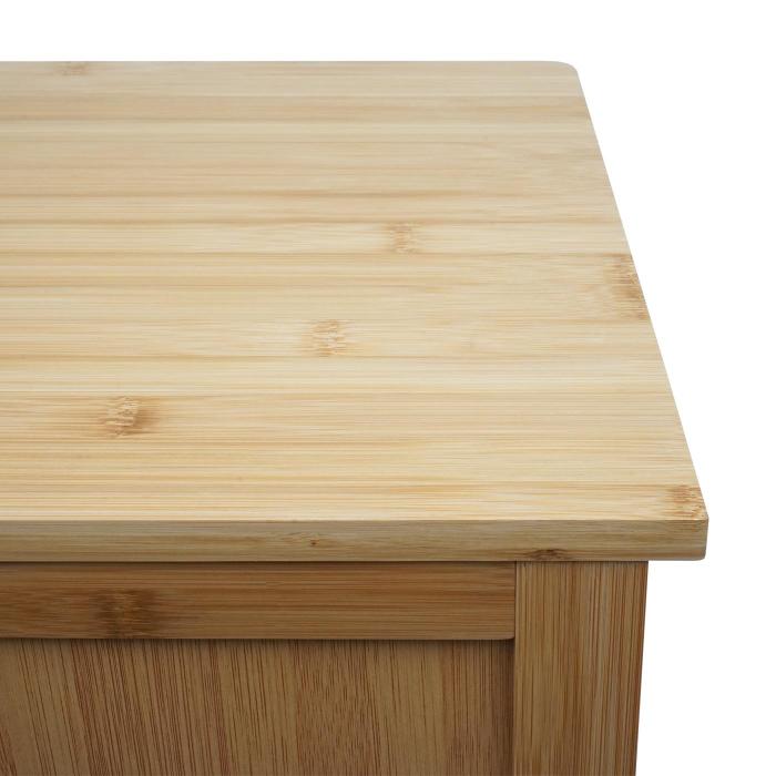 B-Ware (Teil 2 gerissen SK3) | Badezimmerschrank HWC-B18, Regal Kommode, 4 Tren Bambus 100x50x30cm