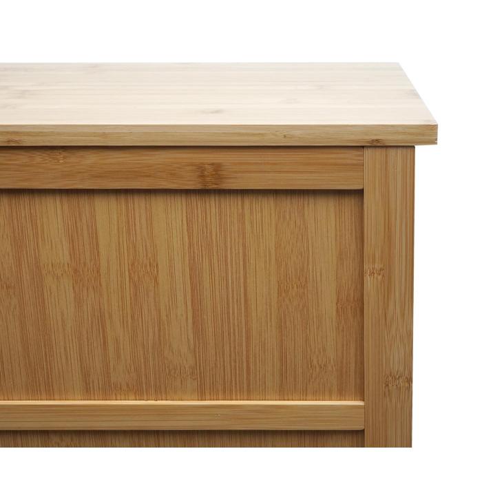 B-Ware (Teil 2 gerissen SK3) | Badezimmerschrank HWC-B18, Regal Kommode, 4 Tren Bambus 100x50x30cm