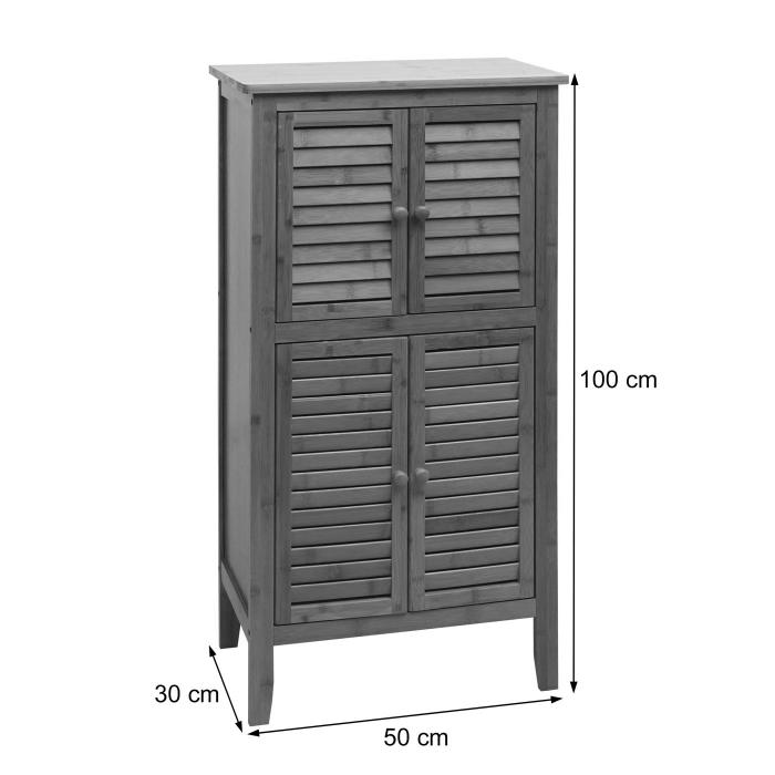 Badezimmerschrank HWC-B18, Regal Kommode, 4 Tren Bambus 100x50x30cm