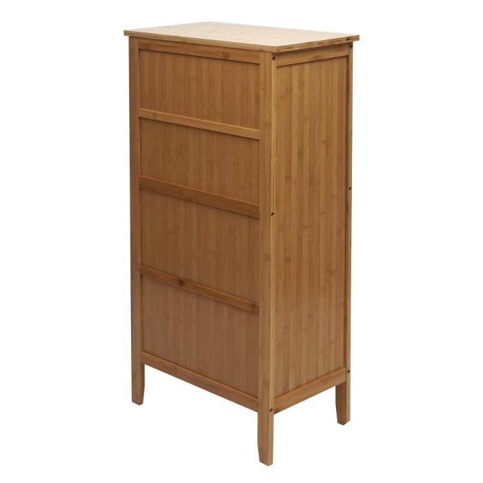 Badezimmerschrank HWC-B18, Regal Kommode, 4 Tren Bambus 100x50x30cm