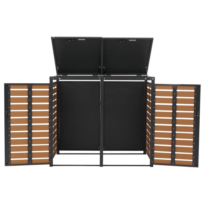 XL 2er-/4er-Mlltonnenverkleidung HWC-K14, Mlltonnenbox, 119x140x102cm WPC Metall 86kg ~ Teak-Optik