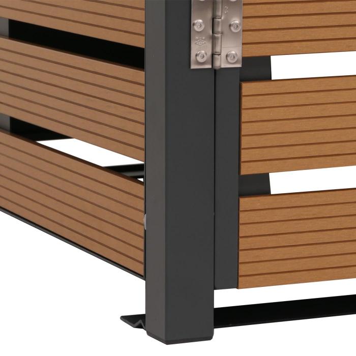 XL 2er-/4er-Mlltonnenverkleidung HWC-K14, Mlltonnenbox, 119x140x102cm WPC Metall 86kg ~ Teak-Optik