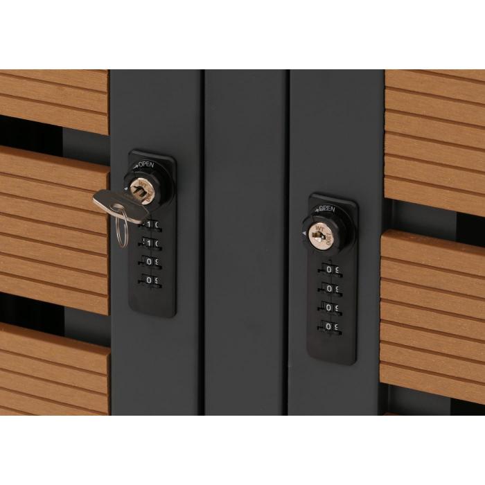 XL 2er-/4er-Mlltonnenverkleidung HWC-K14, Mlltonnenbox, 119x140x102cm WPC Metall 86kg ~ Teak-Optik