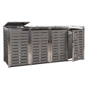 4er Mlltonnenverkleidung HWC-K14, Mlltonnenbox, 120x264x85cm WPC Edelstahl 128kg ~ anthrazit