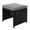 Poly-Rattan Hocker HWC-K35, Gartenhocker, Sitzhocker ~ schwarz, Kissen hellgrau
