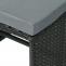 Poly-Rattan Hocker HWC-K35, Gartenhocker, Sitzhocker ~ schwarz, Kissen hellgrau