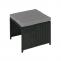 Poly-Rattan Hocker HWC-K35, Gartenhocker, Sitzhocker ~ schwarz, Kissen hellgrau