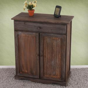 B-Ware (Beschdigungen an Tre SK3) | Kommode Schrank, 78x66x33cm, Shabby-Look, Vintage ~ braun