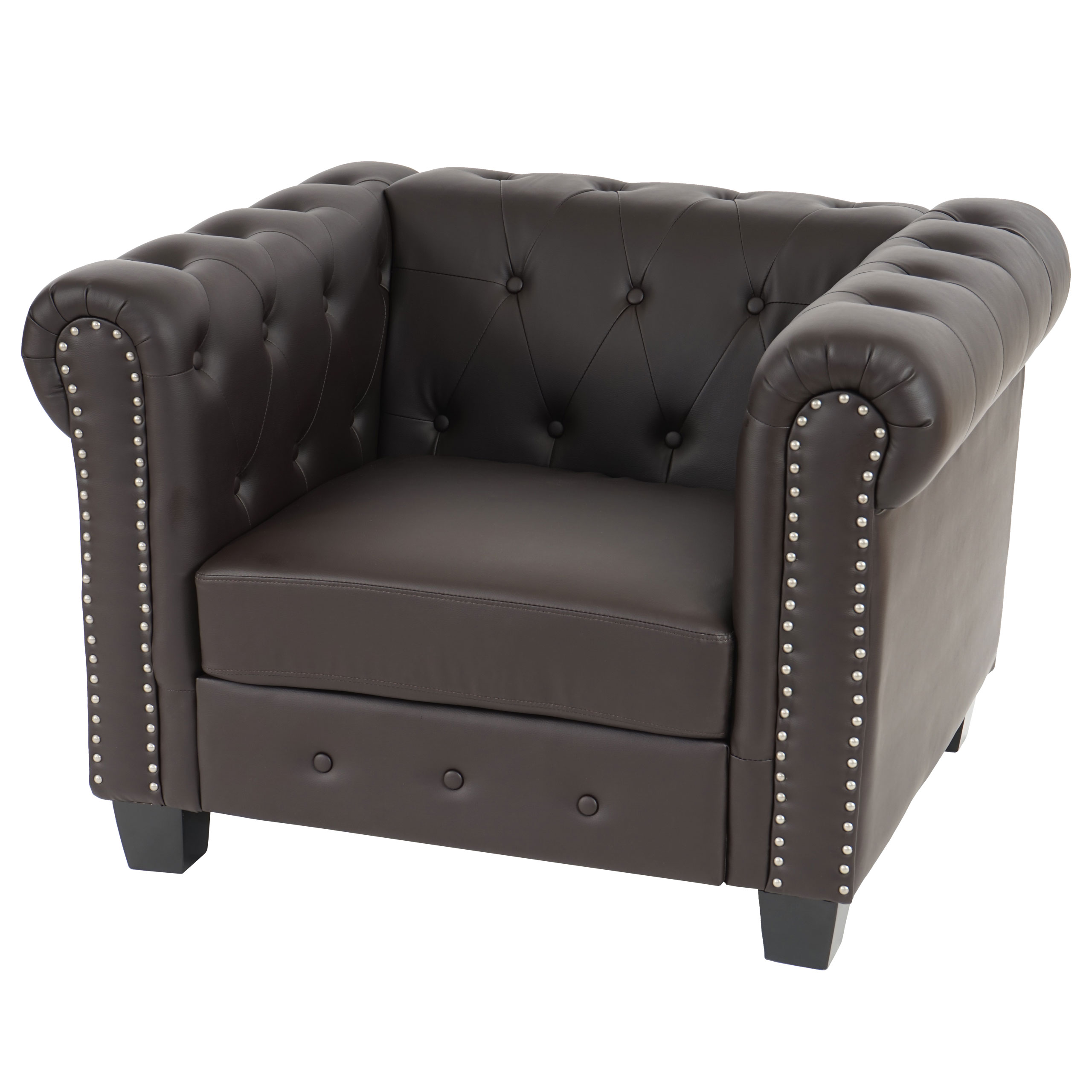 Luxus Sessel Chesterfield, Loungesessel, Kunstleder runde oder eckige Füße - Bild 10 von 21