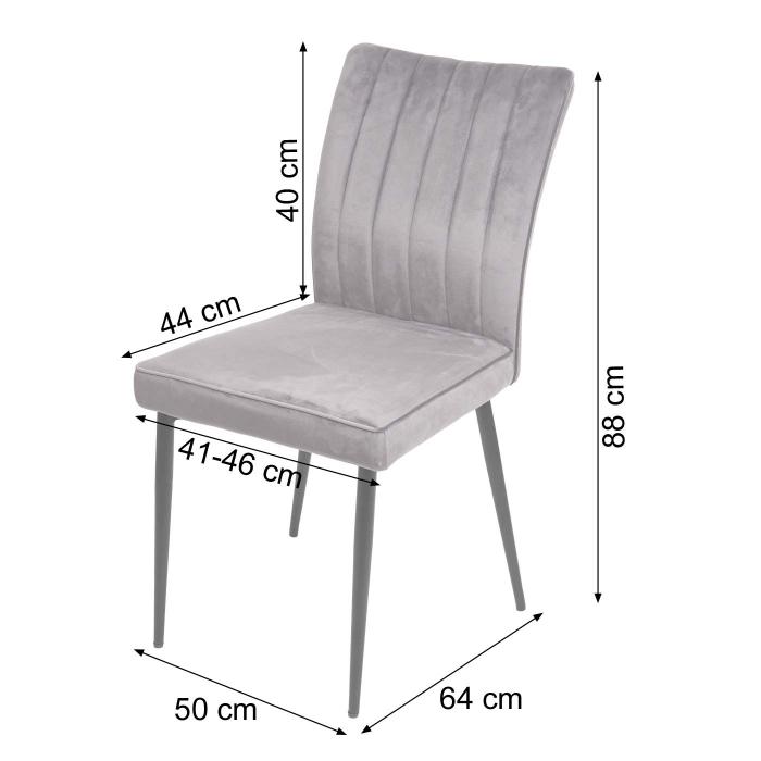 B-Ware (Farbe heller SK2) | 2er-Set Esszimmerstuhl HWC-K16, Stuhl Kchenstuhl, Samt Metall ~ dunkelgrau