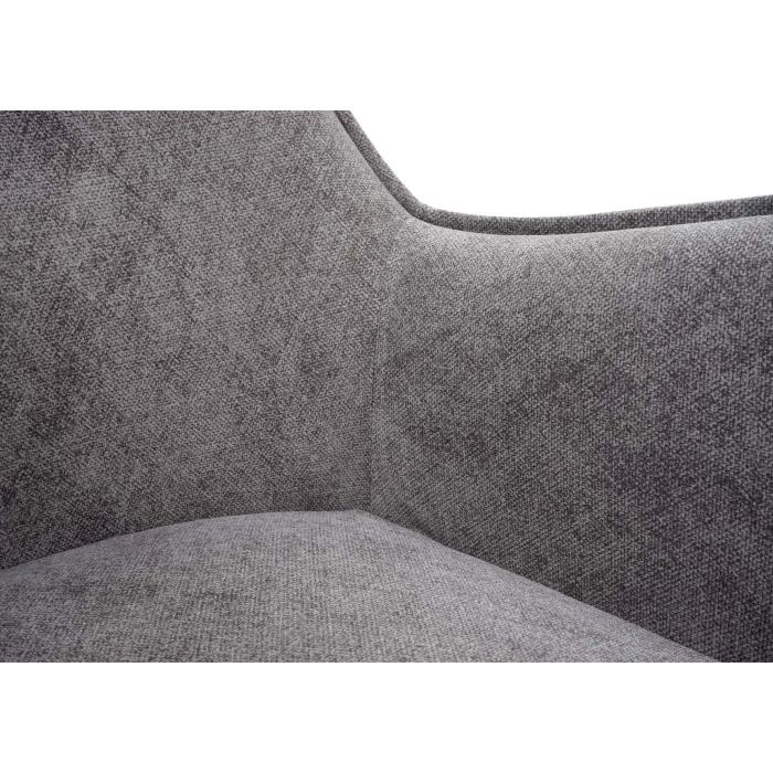 6er-Set Esszimmerstuhl HWC-K15, Kchenstuhl Polsterstuhl Stuhl mit Armlehne, Stoff/Textil Metall ~ dunkelgrau